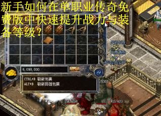 新手如何在单职业传奇免费版中快速提升战力与装备等级？