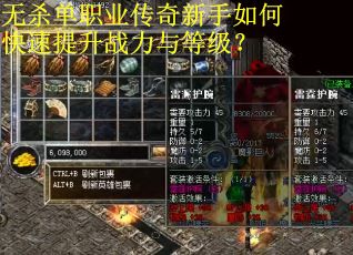 无杀单职业传奇新手如何快速提升战力与等级？